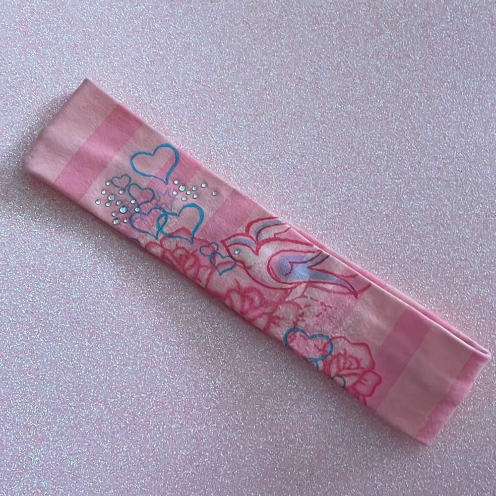 Limited Too Headband Hair Wrap Swallow Bird Roses Hearts Crystal Bling Y2K